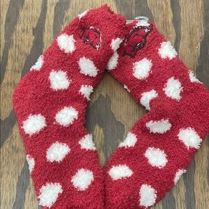 Red and White Polka Dot Fuzzy Socks